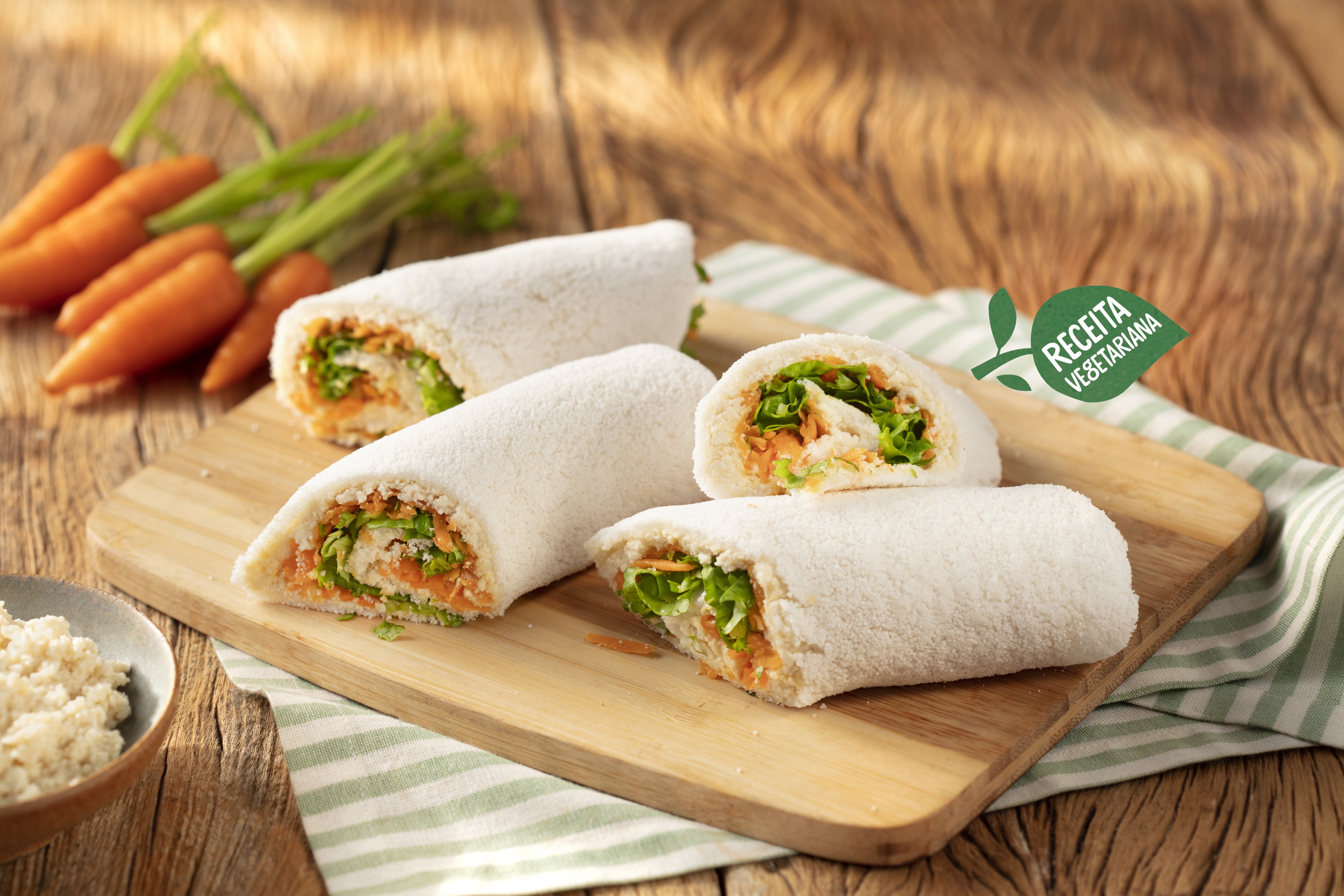 Rolinho de Tapioca de Ninho Origem Vegetal com Patê Cremoso