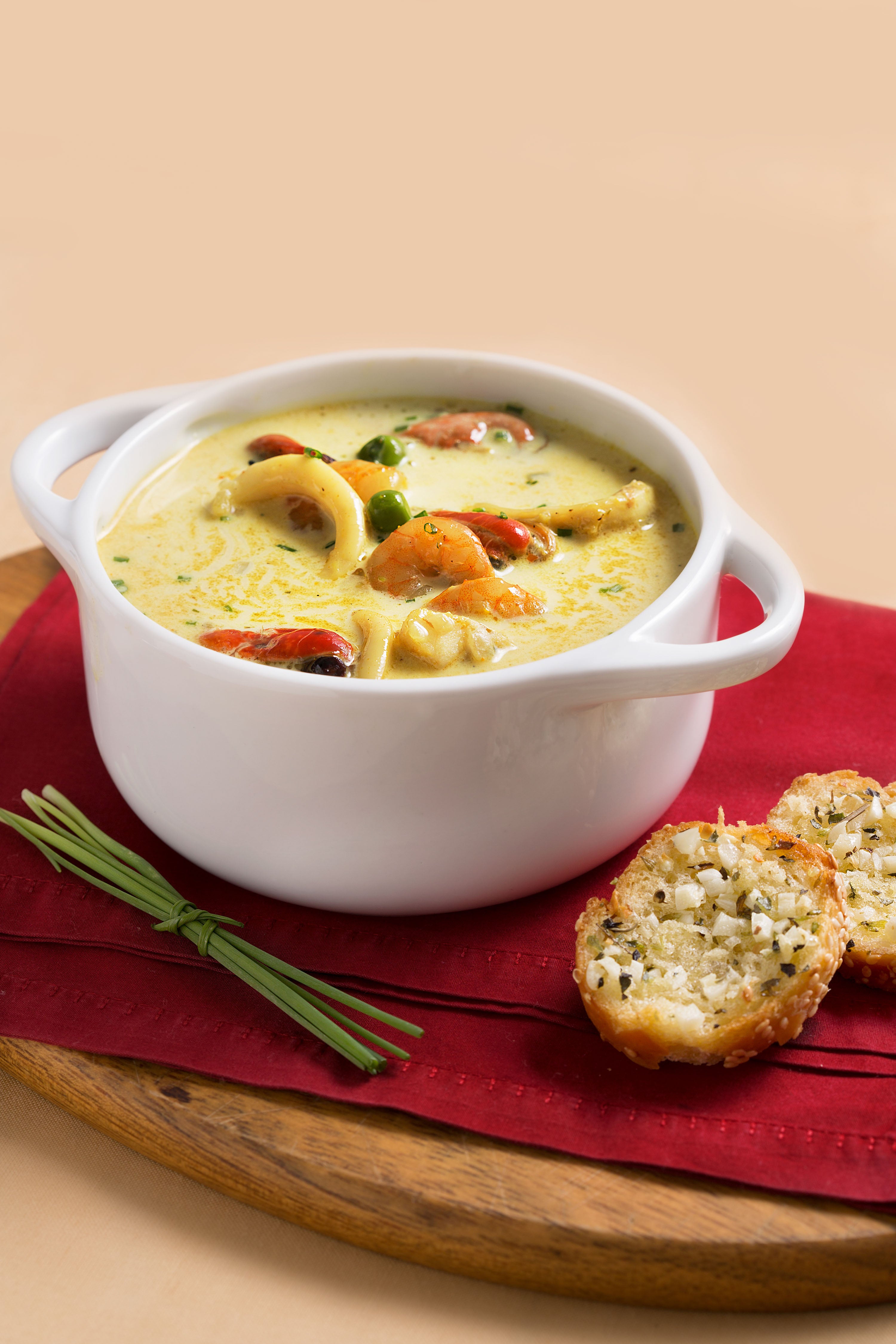 Sopa de Frutos do Mar e Curry