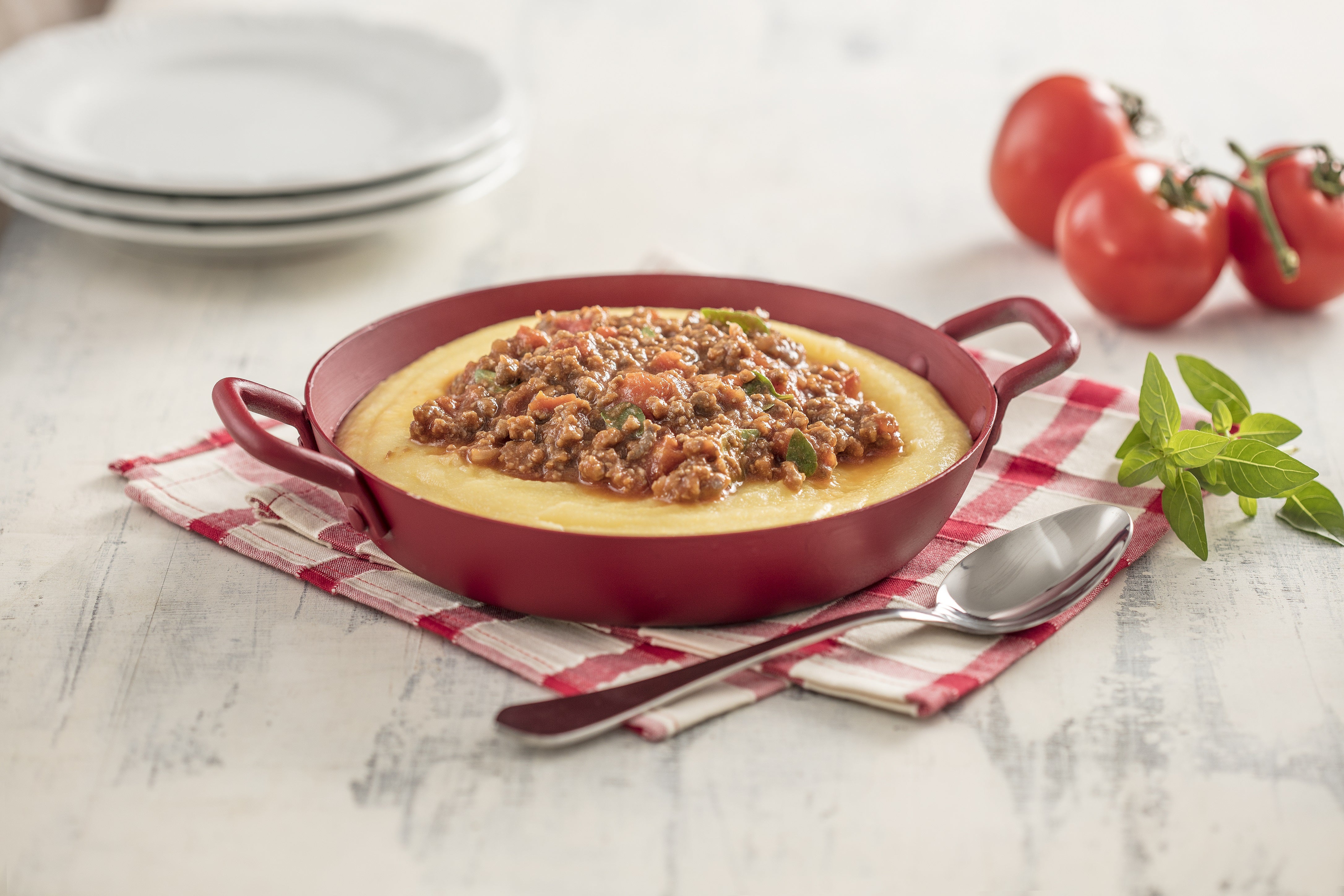 Polenta com Carne Moída Cremosa