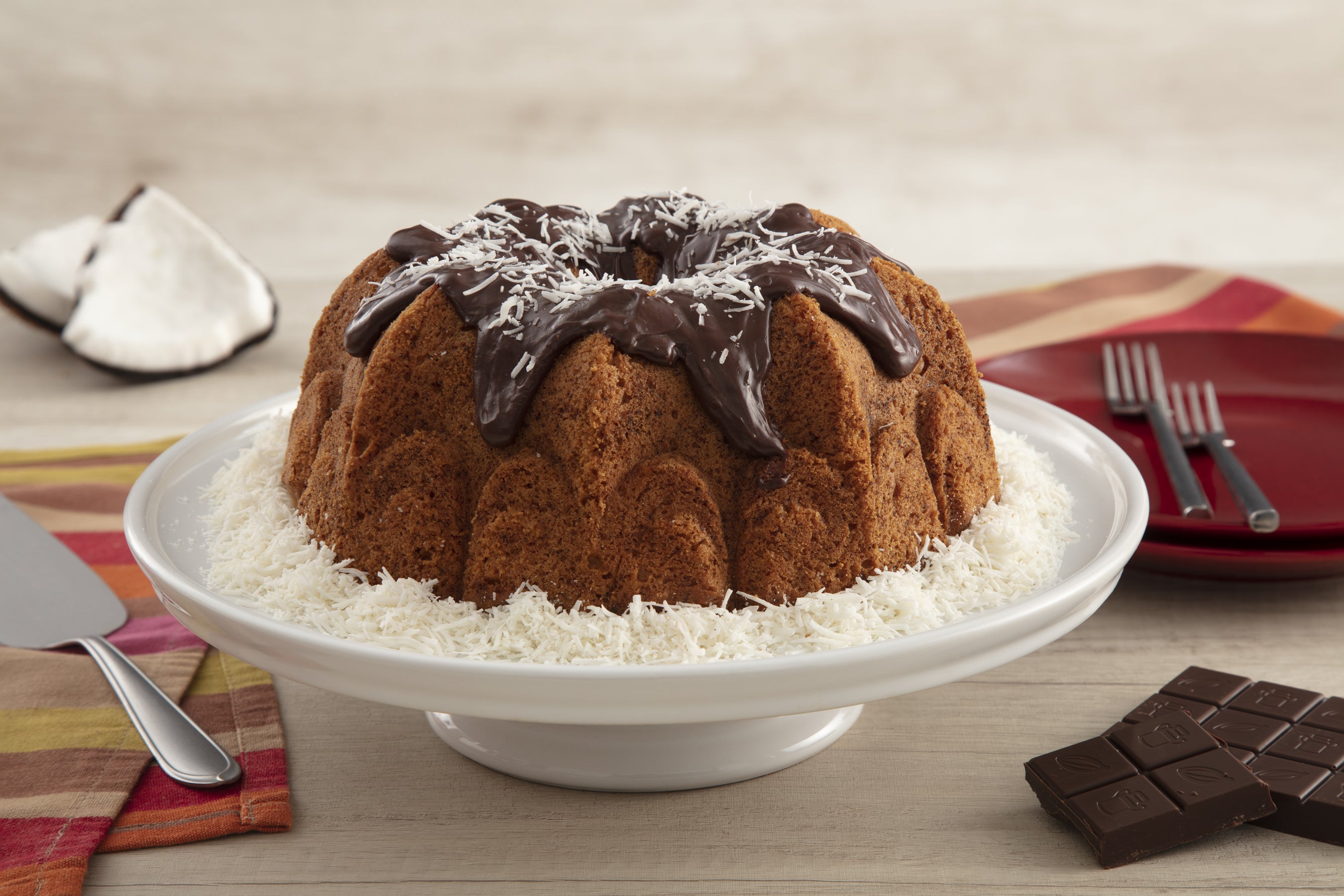Bolo de Coco e Ganache de Capuccino