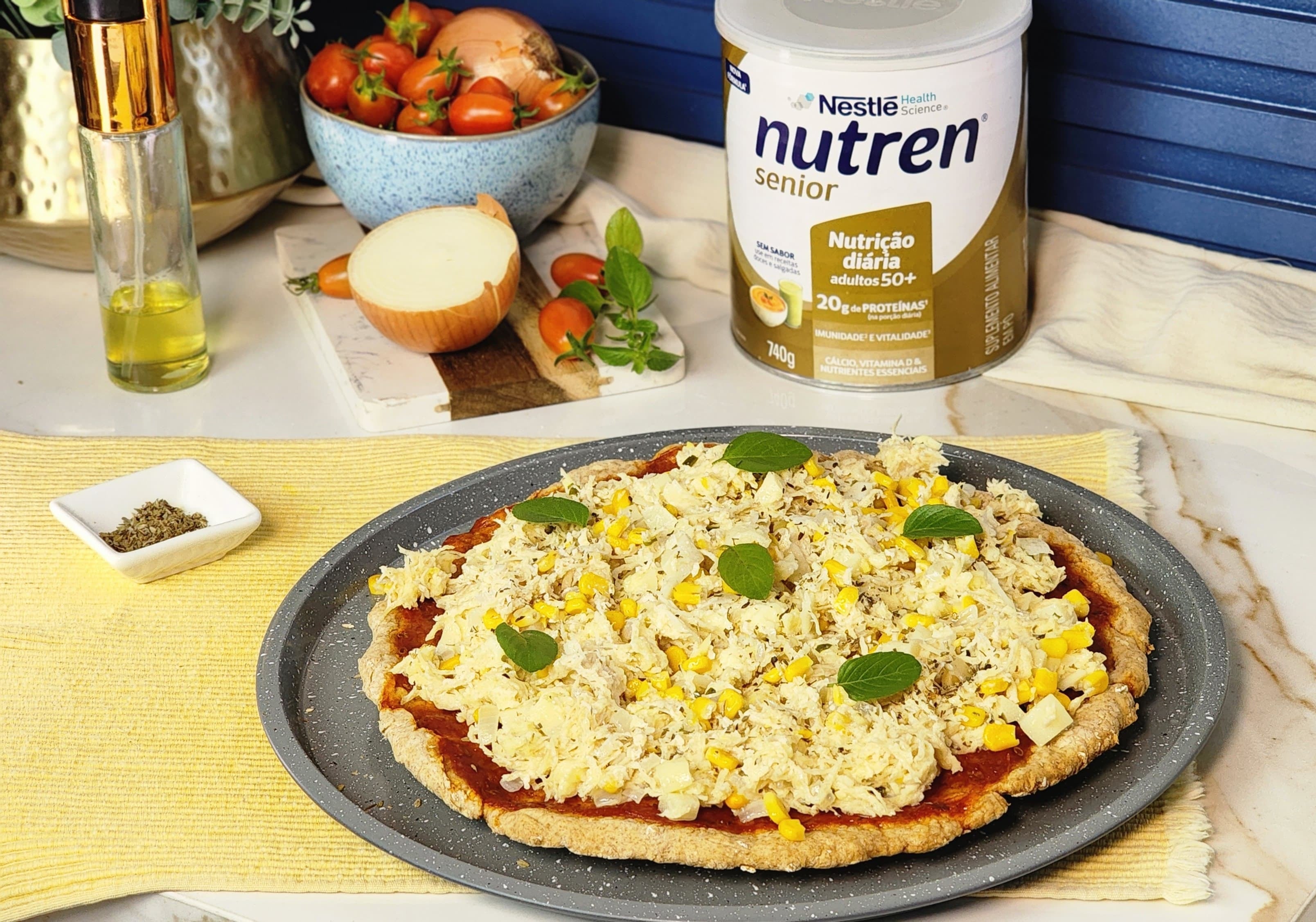 Receita de Pizza de Frango com Nutren Senior