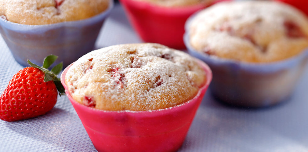 Muffin de Fubá e Morango