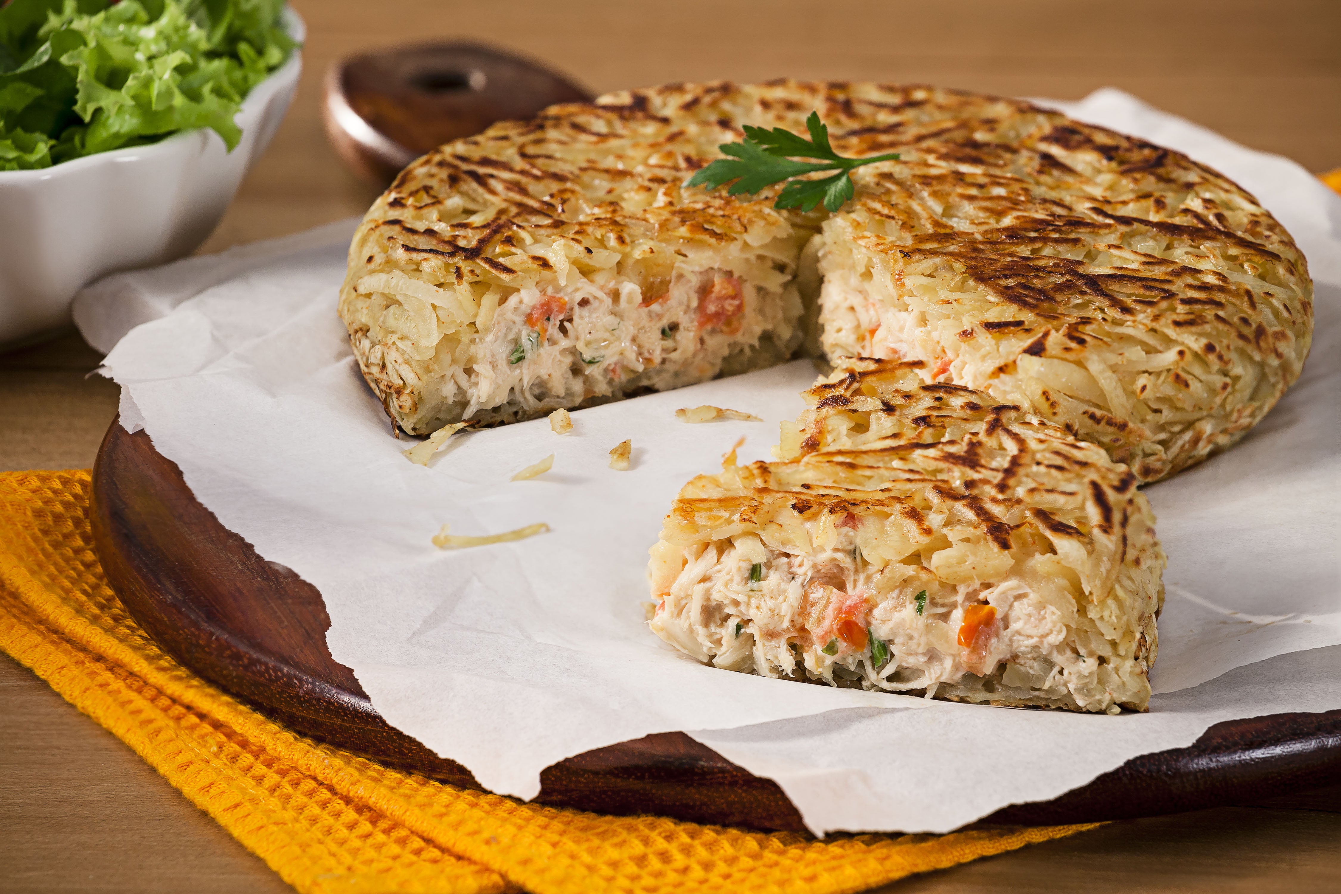 Rosti de Batata-doce recheado com Frango Cremoso