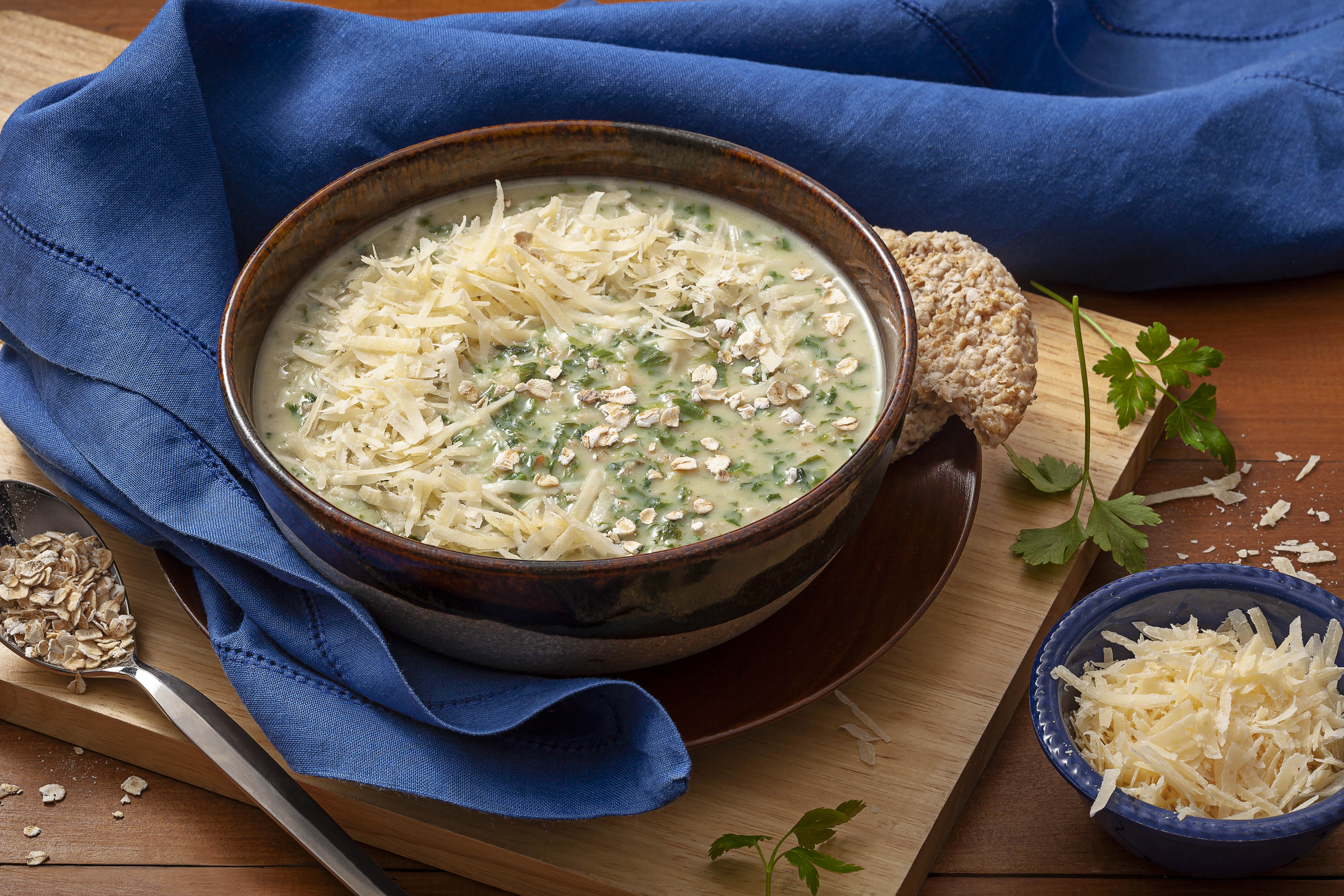 Sopa Cremosa de Espinafre com Aveia Flocos
