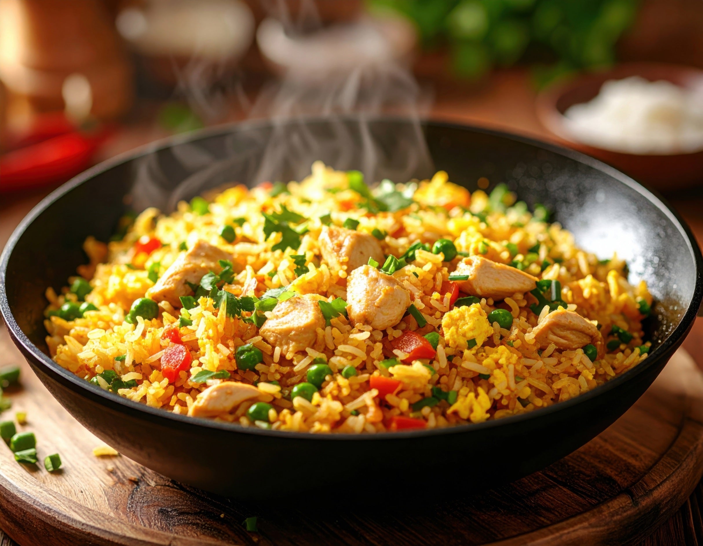 Receita de Arroz Natalino com Peito de Frango e Bacon