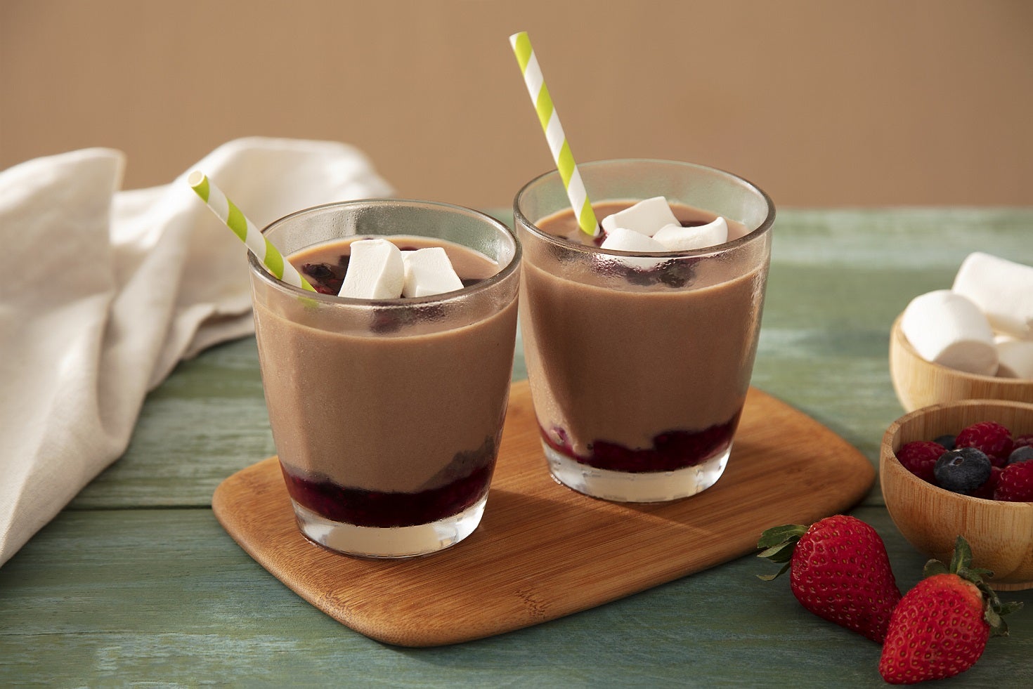 Frozen de Chocolate e Morango com Marshmallow