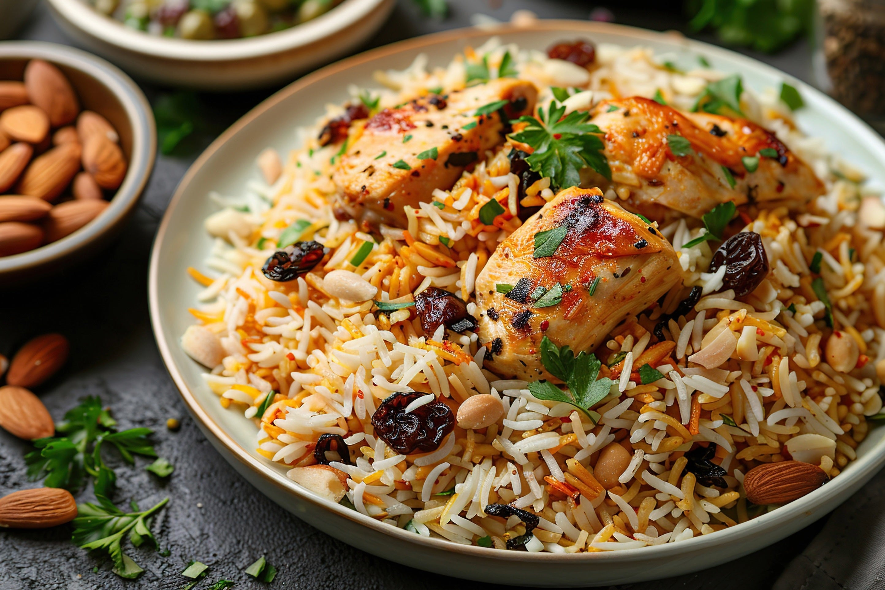 Receita de Arroz de Natal com Bacon, Frango e Uvas-Passas