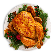 Um prato branco com um frango assado.