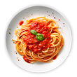 Um prato branco com espaguete e molho de tomate