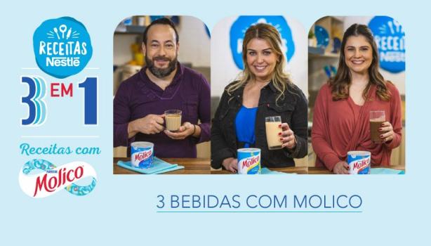 Imagem em tons de azul com o nome do programa e o logo à esquerda e à direta três fotos dos apresentadores com suas receitas