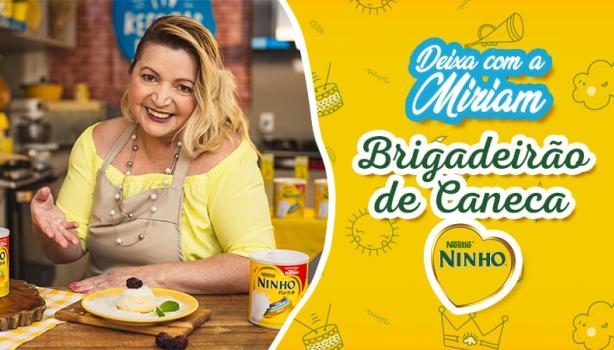 Imagem de uma mulher de cabelos loiros à esquerda com uma receita na bancada e ao lado direito dizeres do programa