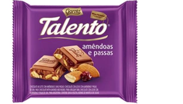 Chocolate Talento amêndoas com passas 90g
