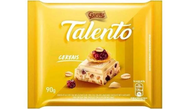 Chocolate Talento Branco com Cereais e Passas 25g