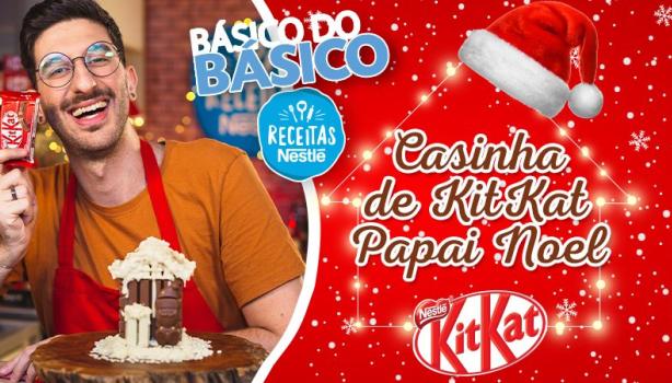 Montagem de um rapaz com uma casa feita de chocolates sobre uma bancada e ao lado direito os dizeres com o título do vídeo