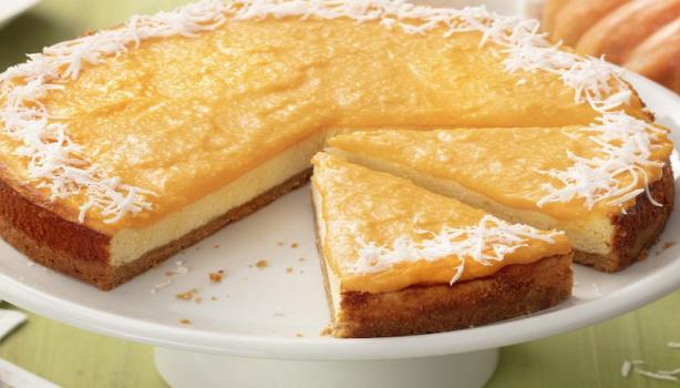 Cheesecake de Creme com Calda de Doce de Abóbora com Coco