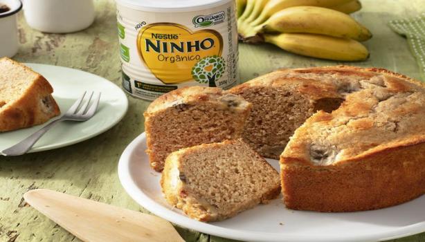 Bolo de Banana e Ninho Orgânico