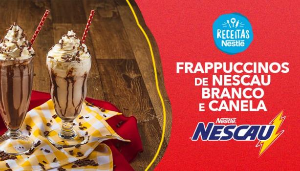 Imagem dividida com a foto da receita servida em copos às esquerda e à direita o nome da receita com os logos
