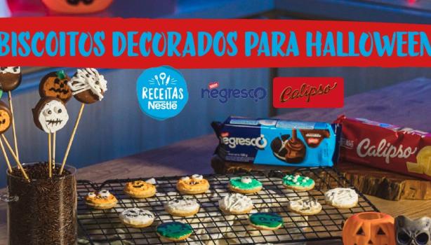 Montagem com a imagem da receita ao centro e acima o título da receita, logo de Calipso, Bono e Receitas Nestlé.