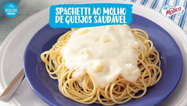 Fotografia de um espaguete e logo de Receitas Nestlé e Molico.