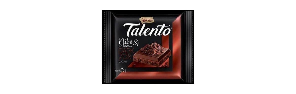 Chocolate Garoto Talento Dark Nibs de Cacau 75g