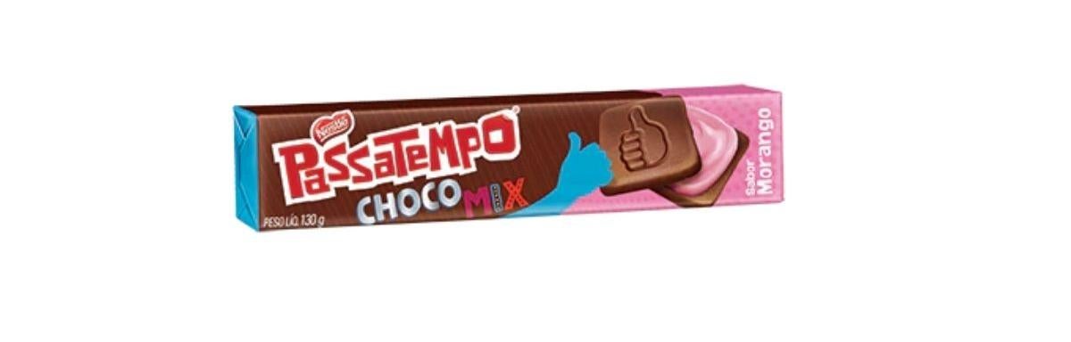 Passatempo Choco Mix Recheado sabor Morango