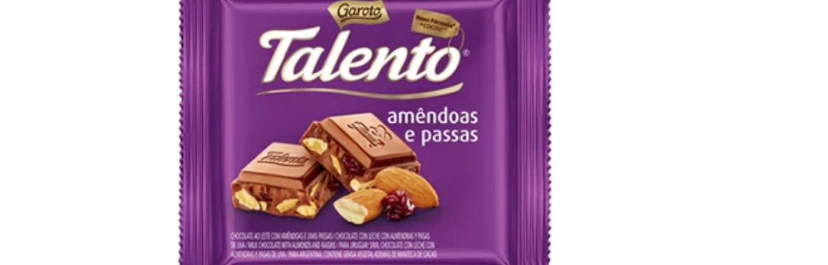Chocolate Talento amêndoas com passas 90g