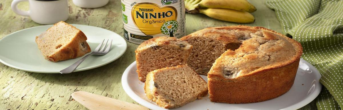 Bolo de Banana e Ninho Orgânico