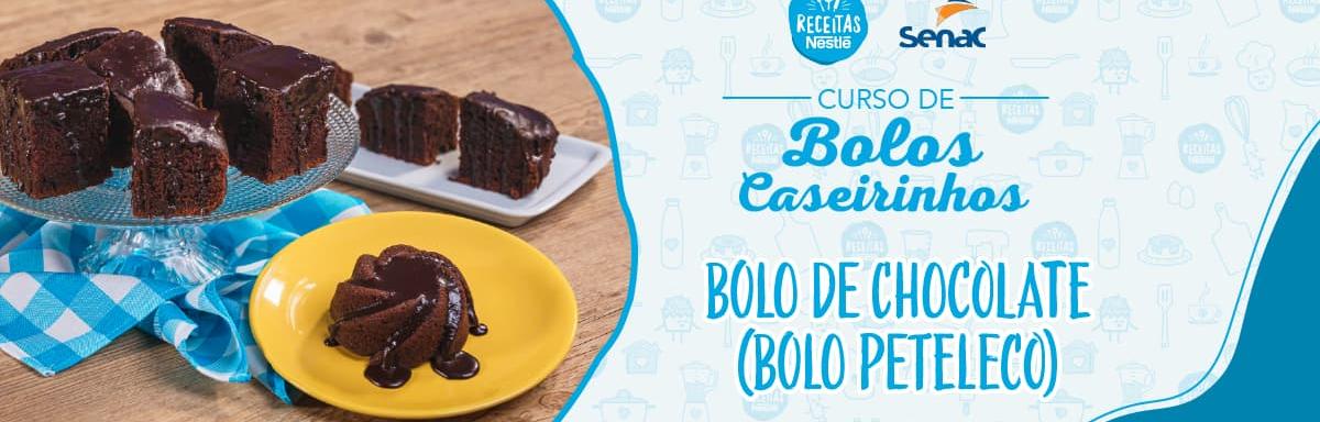 Montagem com a imagem da receita de bolo de chocolate à esquerda e à direita o título da aula.