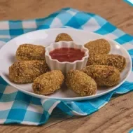 Montagem com a imagem da receita de croquetes à esquerda e à direita o título da aula.