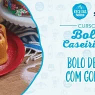 Montagem com a imagem da receita de bolo de fubá à esquerda e à direita o título da aula.