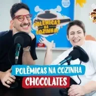 Imagem dos apresentadores lado a lado com o texto abaixo escrito "polêmicas na cozinha" e o título do episódio em seguida