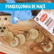 Fotografia da panqueca e logo de Receitas Nestlé e Mucilon