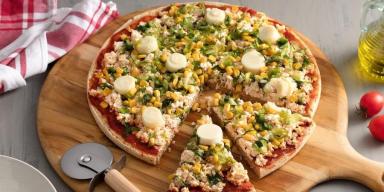 Receitas fáceis; Pizza Integral de Liquidificador com Escarola e Ricota