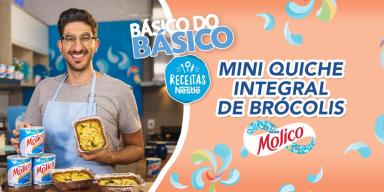 Montagem de um menino com avental azul e os dizeres do programa ao lado direito com a logomarca