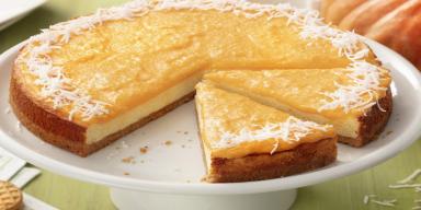 Cheesecake de Creme com Calda de Doce de Abóbora com Coco