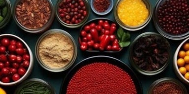 Alimentos com calorias negativas: fato ou mito? Tigelas com vegetais, legumes, temperos e especiarias. A imagem representa os alimentos com calorias negativas.
