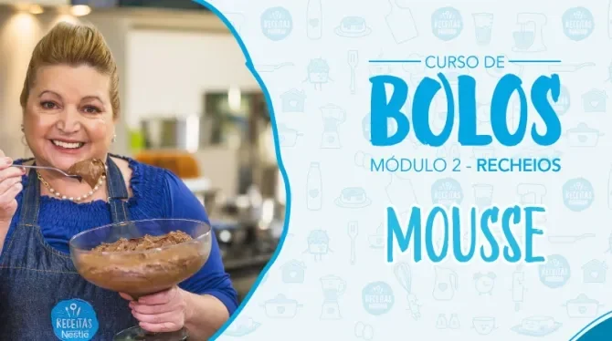 Imagem de uma mulher de avental jeans azul segurando um pote grande de vidro com creme e os dizeres do curso ao lado direito