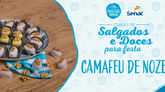 Montagem com a imagem da receita de camafeu à esquerda e à direita o título da aula.