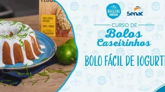 Montagem com a imagem da receita de bolo formigueiro à esquerda e à direita o título da aula.