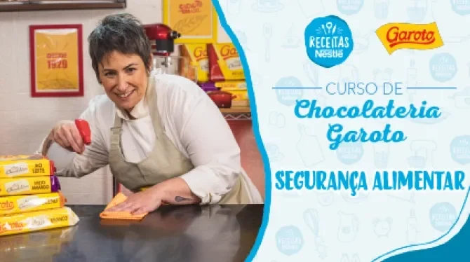 Segurança Alimentar Montagem com a imagem chef Lu Neves à esquerda e à direita o título da aula.