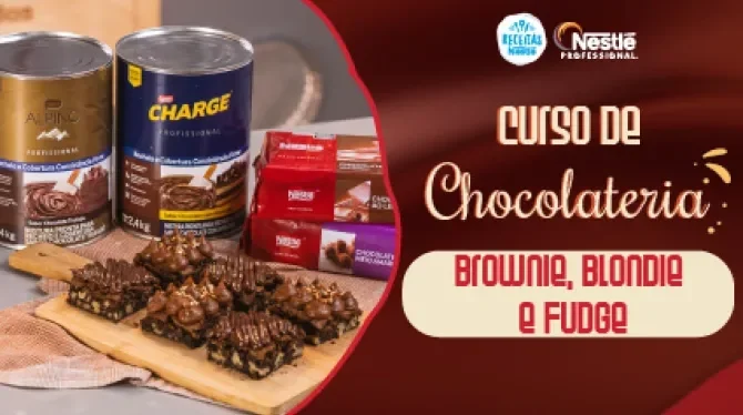 Imagem com a foto da receita à esquerda e o título do curso à direita com os logos no topo