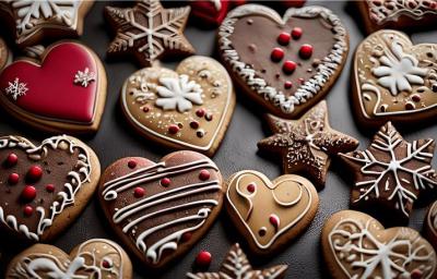Biscoitos decorados de natal com chocolate Biscoitos decorados de natal com chocolate