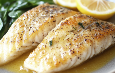 sobre um prato claro estão duas postas de peixe grelhado, levemente douradas e untadas com azeite e pimenta do reino. Ao lado, folhas frescas de espinafre bem verde e gomos de limão siciliano amarelos acompanham. sobre um prato claro estão duas postas de peixe grelhado, levemente douradas e untadas com azeite e pimenta do reino. Ao lado, folhas frescas de espinafre bem verde e gomos de limão siciliano amarelos acompanham.