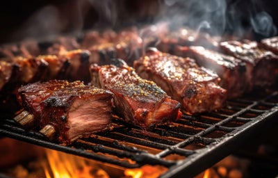 imagem mostra uma porção de costelas bovinas cozidas e um caldo cremoso