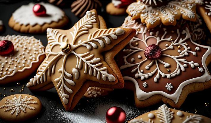Biscoitos amanteigados de natal decorados