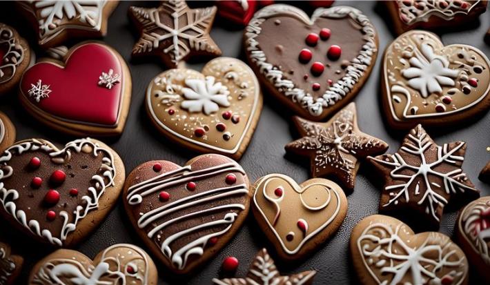 Biscoitos decorados de natal com chocolate