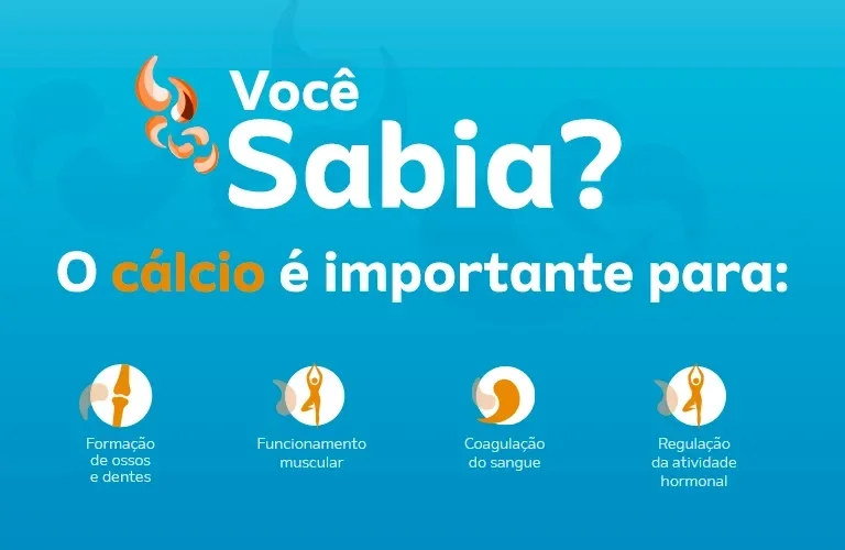 você sabia? o calcio é importante para: formação de ossos e dentes, auxiliar no funcionamento muscular, auxiliar na coagulaçã