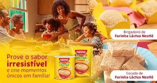 Mãe e filha compartilham Farinha Láctea Nestlé à mesa, destacando tradição, afeto e momentos em família.